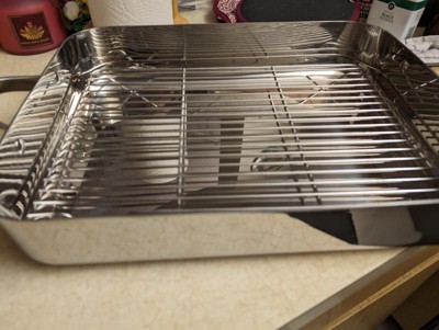 Baking Tray with Rack Set, Stainless Steel Baking Sheet with Cooling Rack  15.7 x 11.8, Easy Clean & Dishwasher Safe, Oven Trays for Bread/  Biscuits/