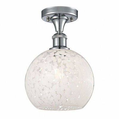 White Mouchette - 1 Light Semi-Flush Mount In Modern Style-11.25 Inches Tall and 8 Inches Wide