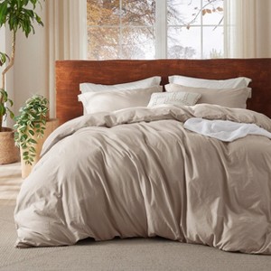 100% Washed Cotton Duvet Cover Minimalist Cotton Duvet Cover for All Seasons GentleSoft™ Plain Simple Bedding Set - 1 of 4
