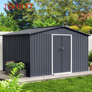 Outdoor Metal Storage Shed Garden Tool House With Lockable Doors for Yard - 1 of 4