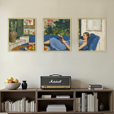 Triple Black Aluminum Alloy Frame Painting 30*40cm, Wall Decoration Hanging Art for Living Room and Bedroom
