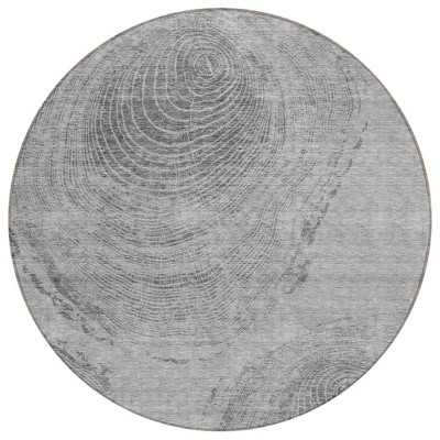 Gray Silver And Charcoal Abstract Washable Indoor Outdoor Area Rug