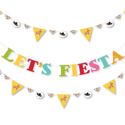 Big Dot of Happiness Let's Fiesta - Mexican Fiesta Party Letter Banner Decoration - 36 Banner Cutouts and Let's Fiesta Banner Letters