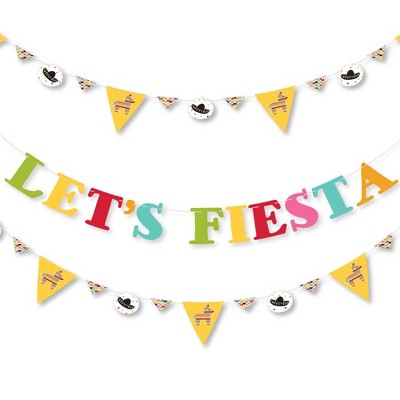 Big Dot of Happiness Let's Fiesta - Mexican Fiesta Party Letter Banner Decoration - 36 Banner Cutouts and Let's Fiesta Banner Letters