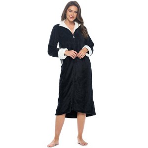 Casual Nights Women's Zip Front Plush Fleece Robe - 1 of 4