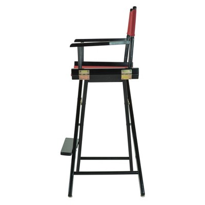 Bar-Height Director's Chair - Black Frame, Beige Canvas, Red