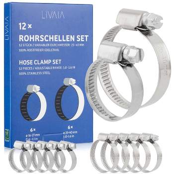 LIVAIA 0.6''-1.6'' Stainless Steel Hose Clamps - 12 Pieces