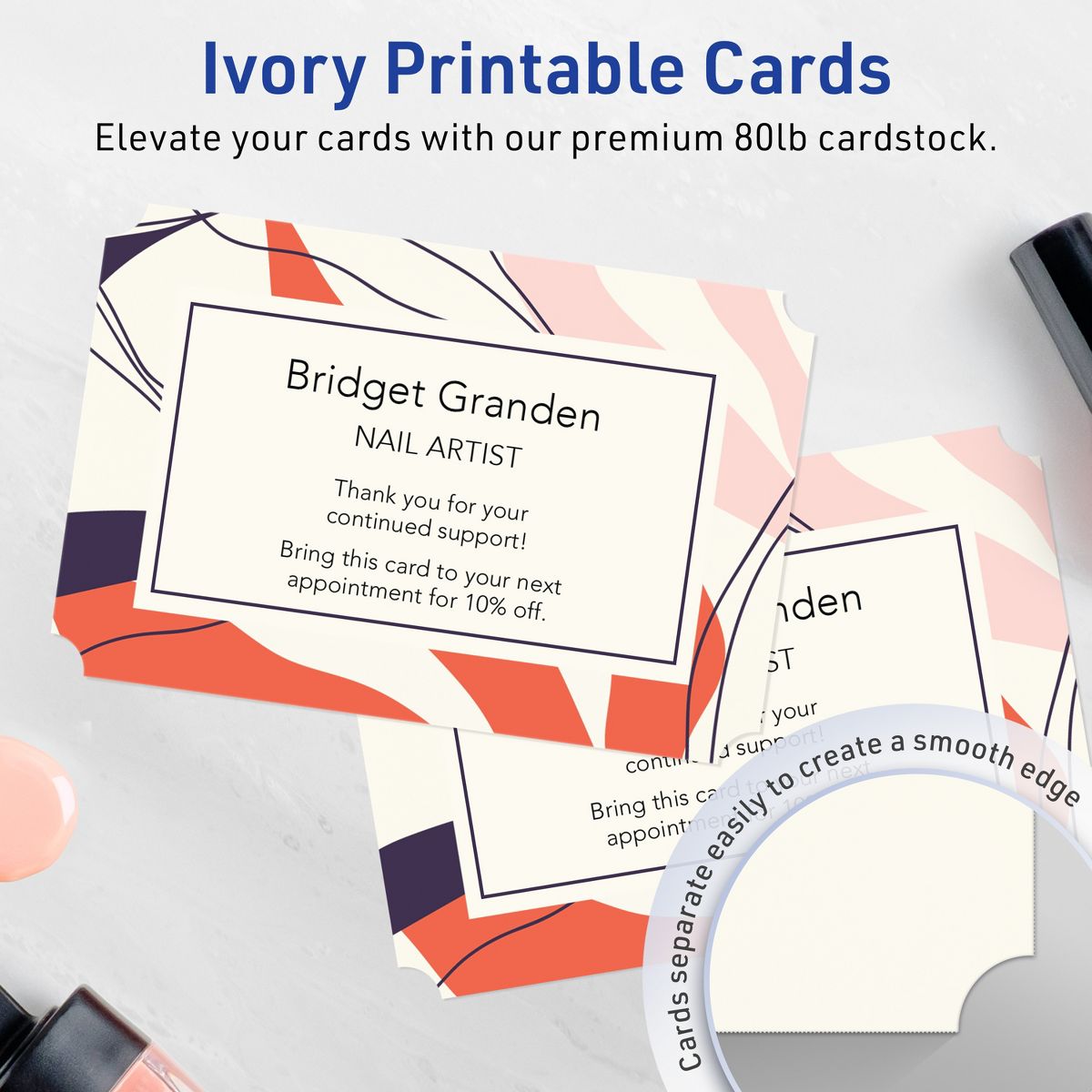 Avery Matte Ivory Postcards, 3-1/2" x 5" Rectangle Scalloped Edge - thumbnail 2
