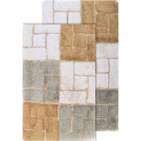 2pc Berkeley Geometric Bath Rug Set Gray/white - Chesapeake : Target