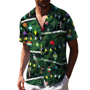 Men's Hawaiian Short - Sleeve Shirt, Classic Aloha Button - Down, Casual Beach Party Vacation Top - 1 of 4