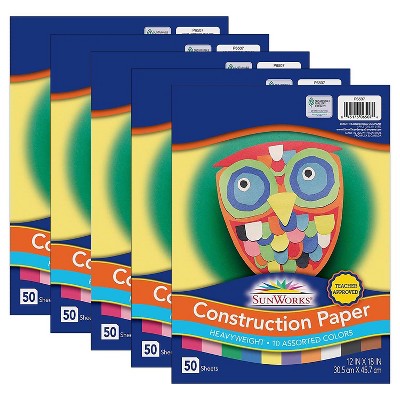 3 Pk) Lightweight Construction Paper 10 Colors 100 Per Pk 12x18