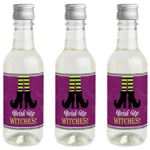 Big Dot of Happiness Happy Halloween - Mini Wine and Champagne Bottle Label Stickers - Witch Party Favor Gift for Women and Men - Set of 16 - 1 of 4