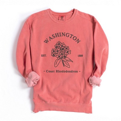 Simply Sage Market Women's  Garment Dyed Graphic Sweatshirt Embroidered Washington Coast Flower