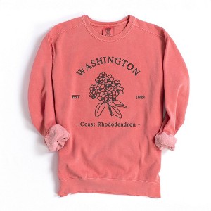 Simply Sage Market Women's  Garment Dyed Graphic Sweatshirt Embroidered Washington Coast Flower - 1 of 4