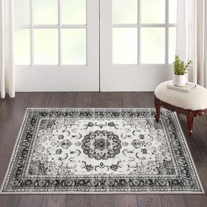 Vintage Area Rug - Machine Washable Low Pile Carpet with Non-Slip Rubber Backing, Soft Pet Friendly Rug for Living Room, Bedroom, Dining Room - 1 of 4