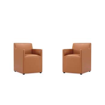 Set of 2 Anna Modern Square Faux Leather Dining Armchairs - Manhattan Comfort