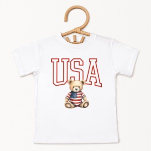 The Juniper Shop USA Bear Toddler Short Sleeve Tee - 4T - White - 1 of 4