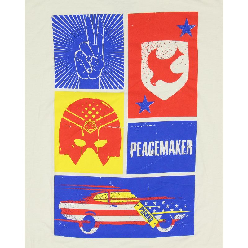 DC Comic Men's Peacemaker Five Block Colorful Graphic Print T-Shirt Adult, 2 of 4