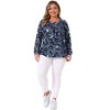 Agnes Orinda Women's Plus Size Floral Print Square Neck Long Sleeve Pleated Casual Tunic Blouses - 3 of 4