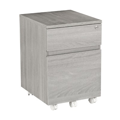Rolling 2 Drawer Vertical File Cabinet with Lock and Storage Gray - Techni Mobili
