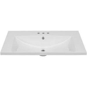 ChicFurnit Bathroom Sinks 30 Inch Ceramic Vanity Top with White Basin and Pre-Drilled Faucet Holes for Bathroom, White, 30"*18.03"*6.61" - 1 of 4