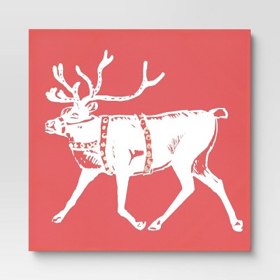 30" x 30" Reindeer Unframed Wall Canvas Deep Red - Threshold™