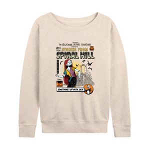 Women's - Disney - The Nightmare Before Christmas Lightweight French Terry Wide Neck Long Sleeve Shirt - 1 of 4