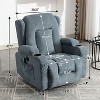 AndMakers 35.43 in. W Blue Fabric Massage Recliner with Remote Control, Tufted and Storage - 3 of 4