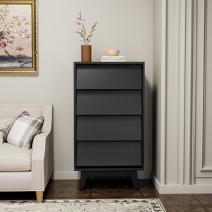 KTMBDW 4-Drawer Dresser Storage Double Dresser Features Vintage-style and Bevel Design for Bedroom, Hallway, Entryway, Closet - 1 of 4