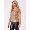 Allegra K Women's Sequin Glitter Round Neck Long Sleeve Evening Party Sparkly Blouse - 4 of 4