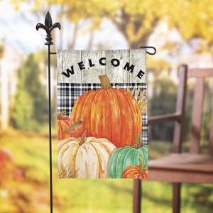 Evergreen Fresh Pumpkins Garden Suede Flag - 1 of 4