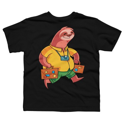 Boy's Design By Humans Summer Vacation Traveller Sloth By moredesignsplease T-Shirt