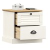 Bedside Cabinet White Solid Pine Wood, Engineered Wood, Metal - 3 of 4