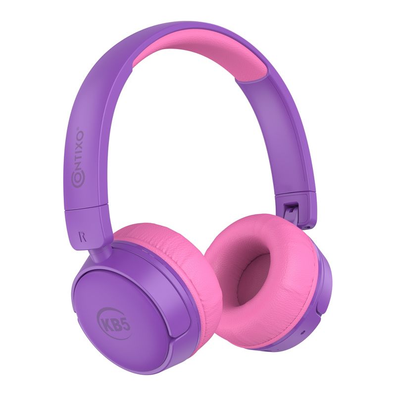 Contixo KB05 Kids Bluetooth Wireless Headphones -Volume Safe Limit 85db -On-The-Ear Adjustable Headset (Purple), 1 of 9