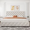 Platform Bed Frame with 4 Drawers, Linen Upholstered Bed Frame with Adjustable Diamond Button Tufted Headboard, Noise Free - 4 of 4