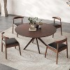 PexFix 47.2" Solid Wood Round Dining Kitchen Table for 4-6 People Modern Farmhouse Dining Room Tables for Dinette Restaurant Walnut - 2 of 4