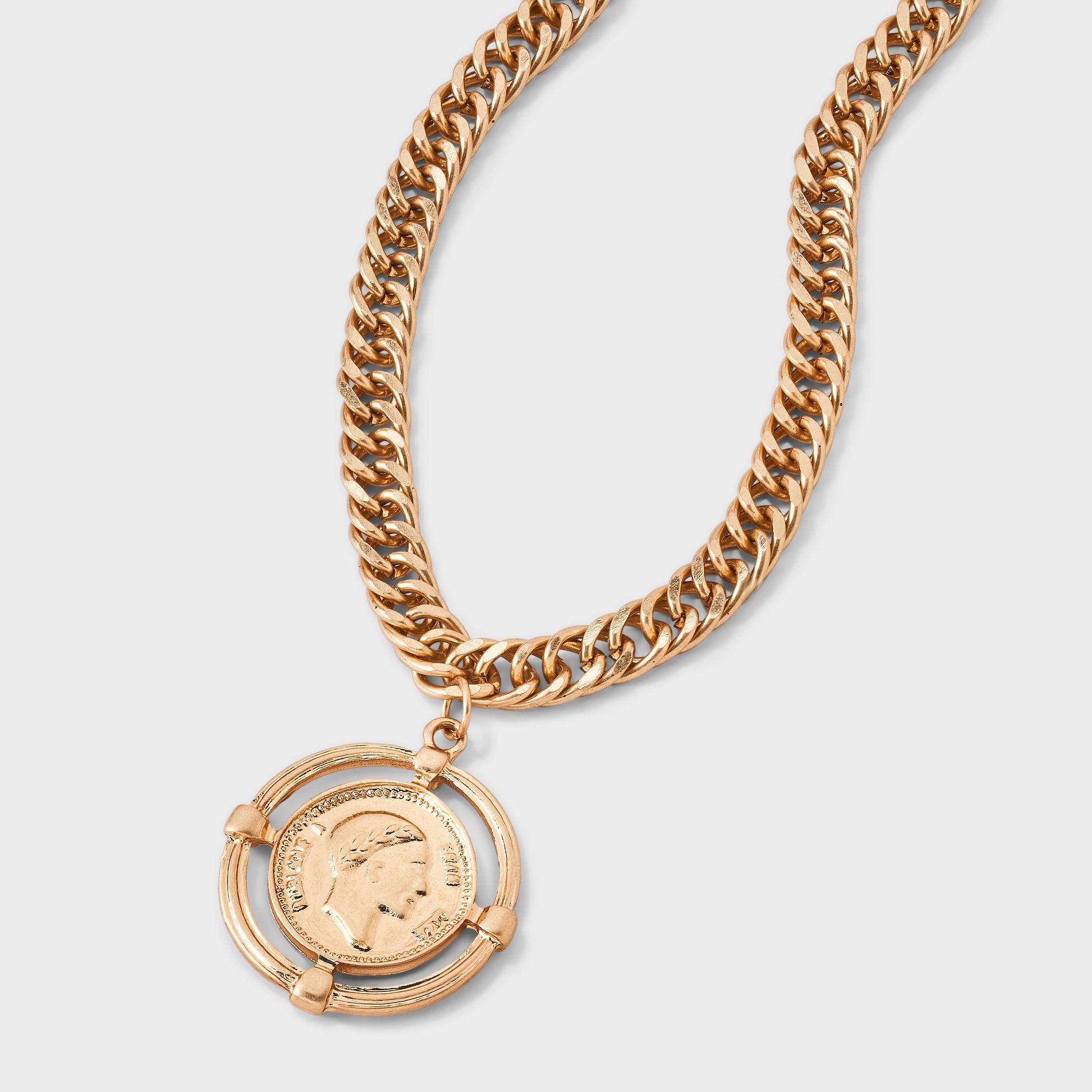 Coin Medallion Pendant Necklace - Universal Thread™ Gold