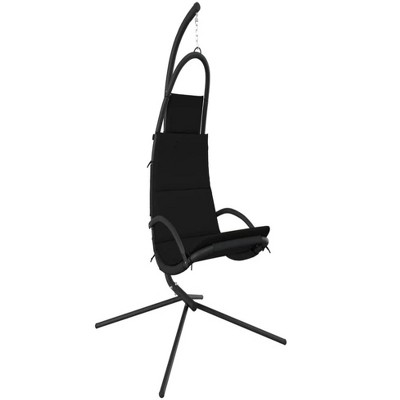 41.7"Garden Swing Chair with Cushion Black Oxford Fabric and Steel