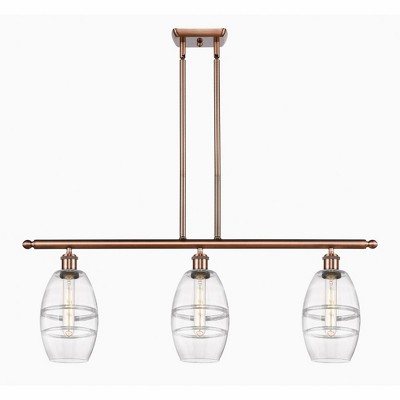 Vaz - 3 Light Stem Hung Island In Industrial Style-8.63 Inches Tall and 36 Inches Wide