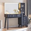 48" Fluted Makeup Vanity Desk with 36" HD Lighted Mirror & Drawers, Modern Big Vanity Table with Glass Top & Charging Station for Bedroom - 2 of 4