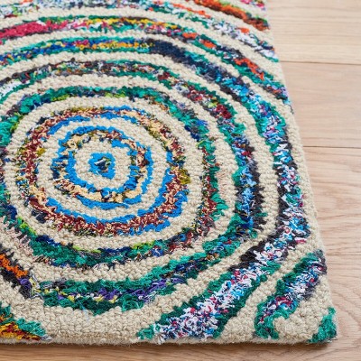 Hand-Tufted Multicolor Wool and Cotton Rectangular Rug