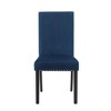 New Classic Furniture, Furniture 37.75" Velvet & Wood Dining Chair in Blue (Set of 2) - 3 of 4