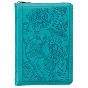 KJV Bible Compact Bible Faux Leather Teal W/Zipper - (Leather Bound) - 1 of 1