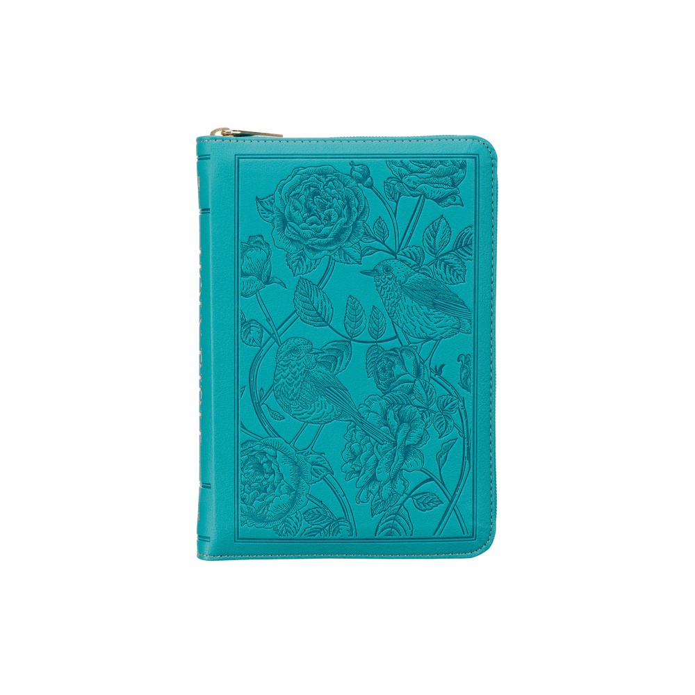 KJV Bible Compact (Faux Leather, Teal W/Zipper) - (Leather Bound)