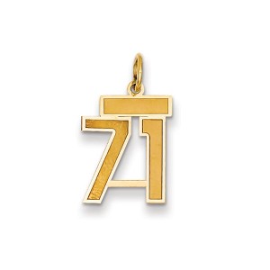 Black Bow Jewelry 14k Yellow Gold, Jersey Collection, Small Number 71 Pendant - 1 of 2