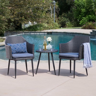 Iona 3pc Wicker Chat Set - Gray/mixed Black - Christopher Knight Home ...