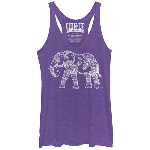 Women's CHIN UP Zen Elephant Racerback Tank Top - 1 of 3