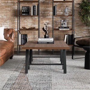 48" Veneer and Metal Coffee Table with Storage, Industrial Style, Ideal for Living Room or Family Room - 1 of 4