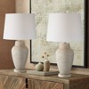 360 Lighting Rupert 24 3/4" High Vase Farmhouse Rustic Traditional Table Lamps Set of 2 Beige Hammered Metal Off-White Shade Living Room Bedroom - 2 of 4
