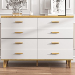 Resenkos White&Rosewood 8 Drawer Nursery Dresser for Bedroom, Chest of Drawers for Closet, Living Room, Hallway - 1 of 4